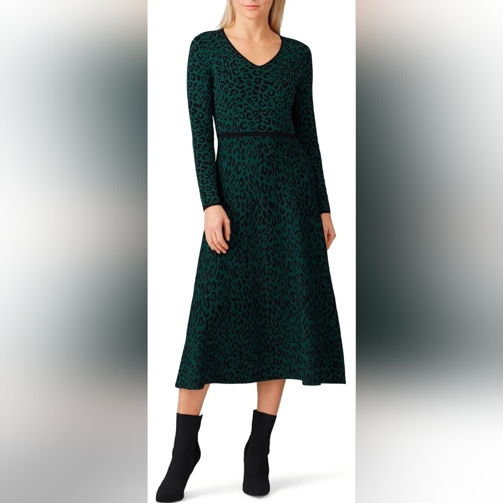 Great Jones Forest Leopard Classic Knit Dress Size M
